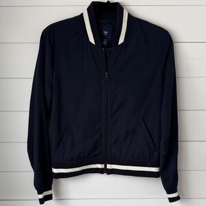 GAP Women’s Navy Varsity Jacket with White Accents